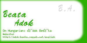 beata adok business card